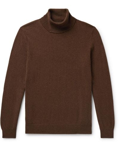 Incotex Zanone Slim-fit Virgin Wool And Cashmere-blend Rollneck Sweater - Brown