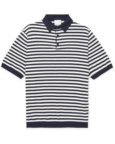 Allude Striped Cotton-blend Sweater - Blue