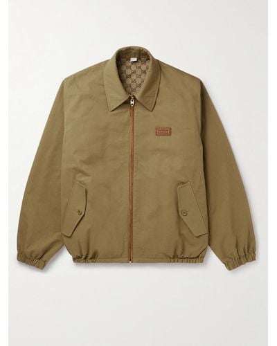 Gucci Reversible Suede-trimmed Ripstop And Cotton-blend Blouson Jacket - Green
