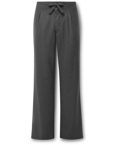 STÒFFA Straight-leg Pleated Wool-flannel Drawstring Pants - Gray