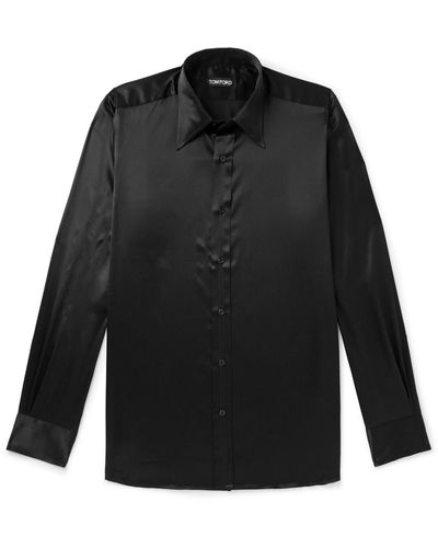 Tom Ford Slim-fit Silk-satin Shirt - Black