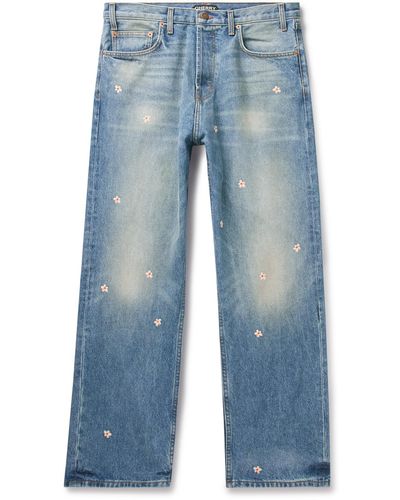 CHERRY LA Blossom Straight-leg Embroidered Jeans - Blue