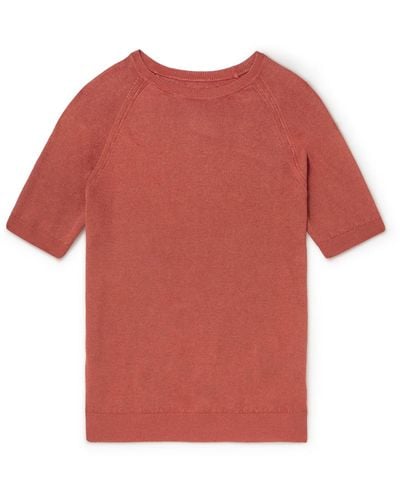 Thom Sweeney Cotton And Linen-blend T-shirt - Red