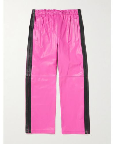 Marni Striped Leather Track Pants - Pink
