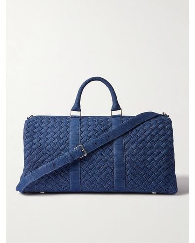 Bottega Veneta Intrecciato Denim Duffle Bag - Blue