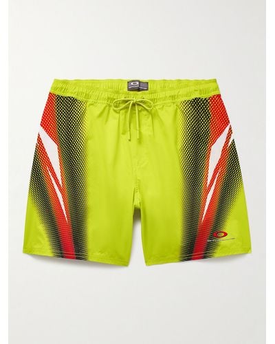 Saturdays NYC Oakley Timothy Straight-leg Mid-length Printed Swim Shorts - Green