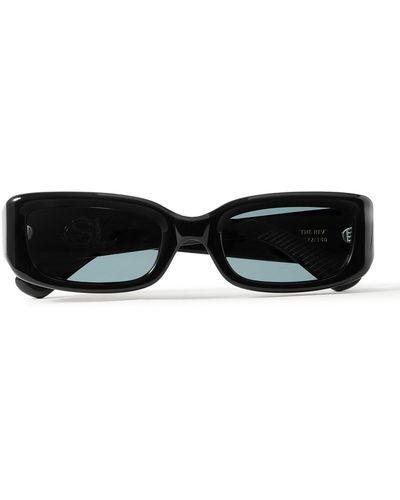 Second Layer Throwing Fits Vega Rectangular-frame Acetate Sunglasses - Black