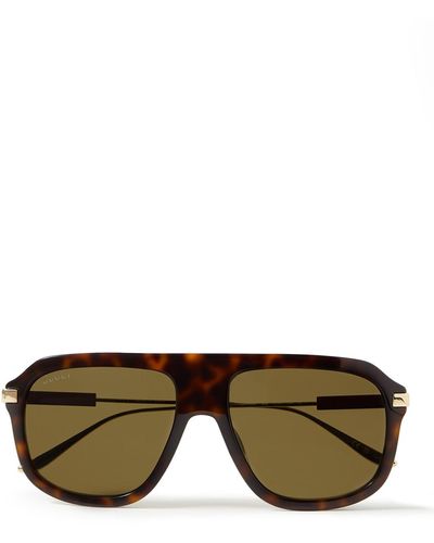 Gucci Aviator-style Tortoiseshell Acetate And Gold-tone Sunglasses - Green
