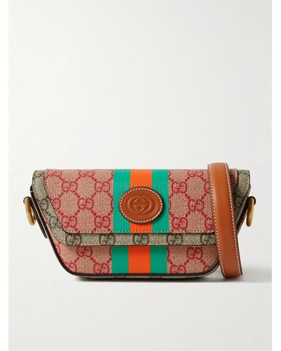 Gucci GG Mini Leather-trimmed Monogrammed Coated-canvas Messenger Bag - Multicolour