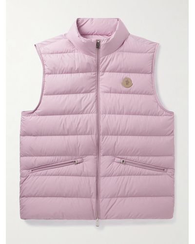 Moncler Logo-appliquéd Quilted Shell Down Gilet - Pink
