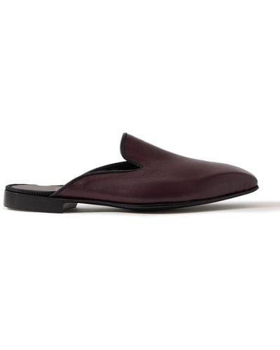 George Cleverley Leather Backless Loafers - Brown