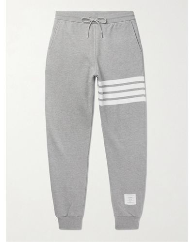 Thom Browne Tapered Striped Loopback Cotton-jersey Sweatpants - Grey