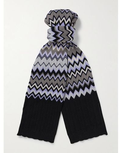 Missoni Crochet-knit Cotton Scarf - Blue