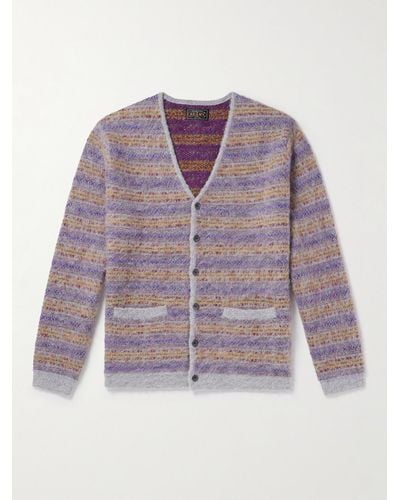 Beams Plus Fair Isle Jacquard-knit Cardigan - Purple