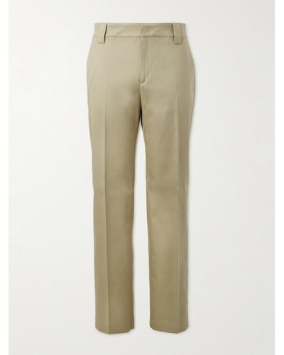 Valentino Garavani Straight-leg Cotton-gabardine Trousers - Natural