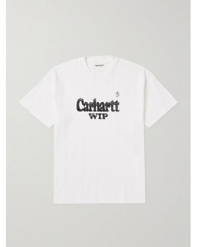 Carhartt Spree Halftone Logo-print Organic Cotton-jersey T-shirt - White
