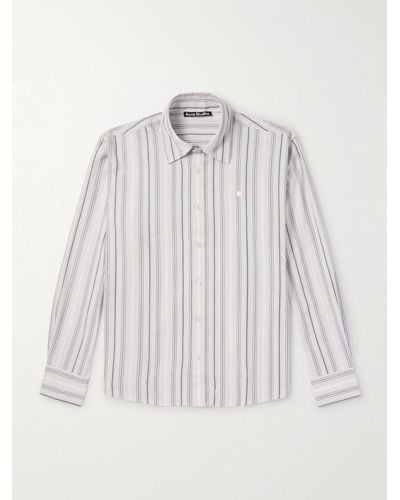 Acne Studios Sarlie Logo-appliquéd Striped Cotton-poplin Shirt - White