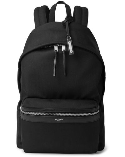 Saint Laurent Leather-trimmed Canvas Backpack - Black