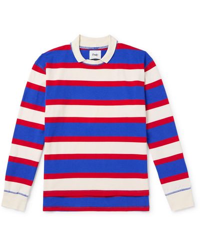 Drake's Striped Cotton-jersey T-shirt - Blue