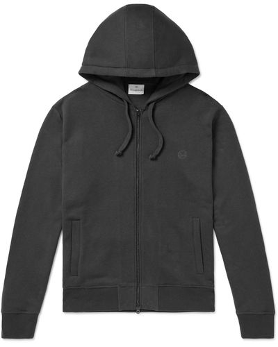 Kingsman Logo-embroidered Cotton And Cashmere-blend Jersey Zip-up Hoodie - Black