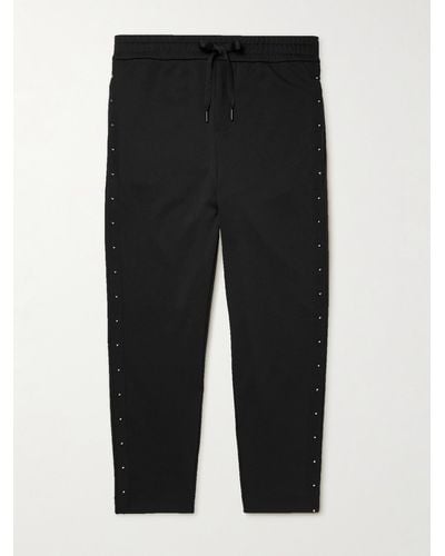 Moncler Tapered Embellished Jersey Sweatpants - Nero