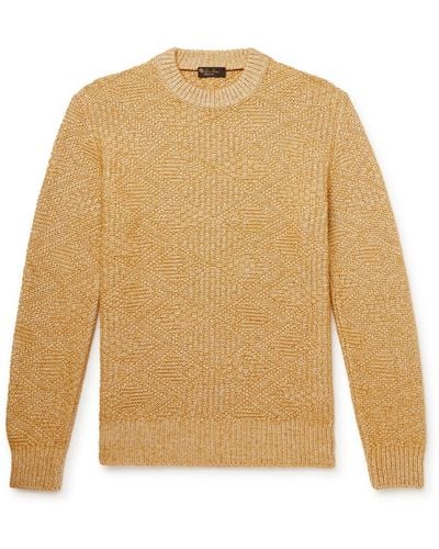 Loro Piana Slim-fit Cable-knit Silk And Cashmere-blend Sweater - Multicolor