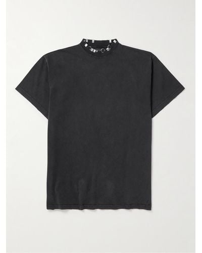 Balenciaga Oversized Embellished Cotton-jersey T-shirt - Black