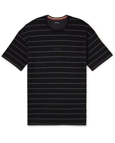 Paul Smith Relax Logo-embroidered Striped Cotton And Modal-blend Jersey Pajama T-shirt - Black