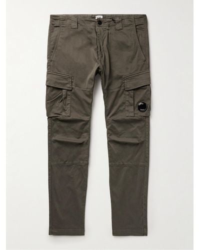 C.P. Company Pantaloni cargo slim-fit in misto cotone con logo applicato - Grigio
