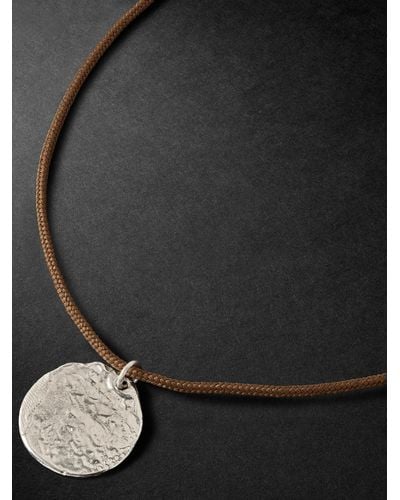 Elhanati String White Gold And Cord Pendant Necklace - Black