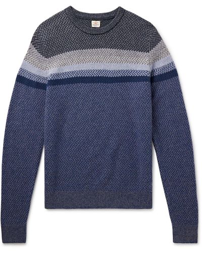 Faherty Jacquard-knit Wool Sweater - Blue