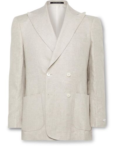 Richard James Double-breasted Linen-twill Suit Jacket - Natural