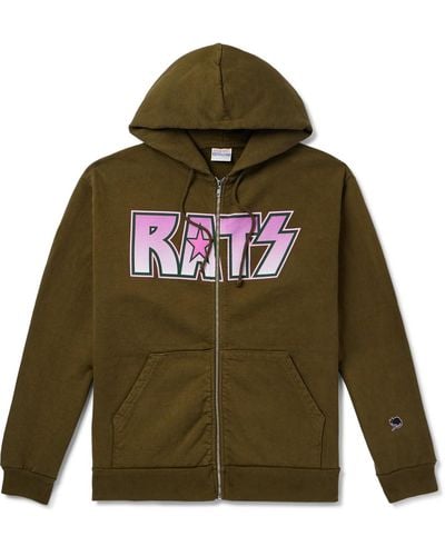 Stray Rats Logo-print Cotton-jersey Zip-up Hoodie - Green