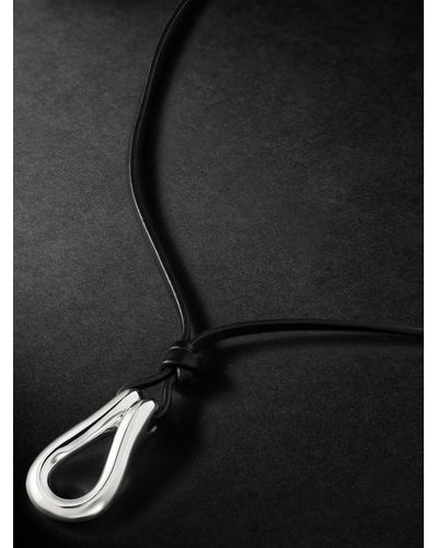 John Hardy Surf Silver And Leather Pendant Necklace - Black