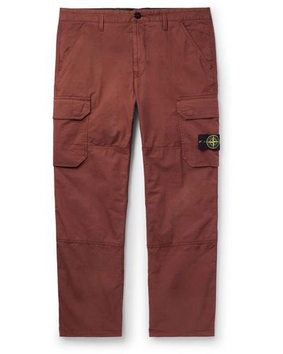 Stone Island Straight-leg Logo-appliquéd Cotton-blend Cargo Pants - Red