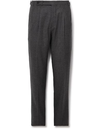 Boglioli Slim-fit Pleated Virgin Wool-flannel Suit Pants - Gray