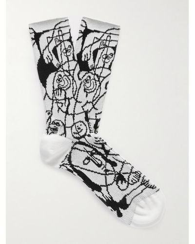CELINE HOMME Harry Wyld Busy Jacquard-knit Cotton Socks - White