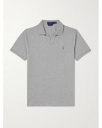 Polo Ralph Lauren Logo-embroidered Cotton-blend Piqué Polo Shirt - Grey