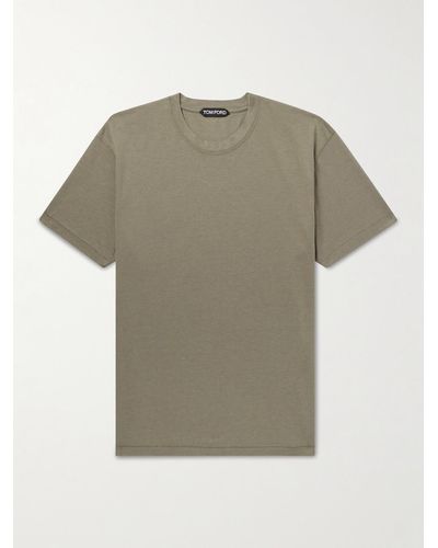 Tom Ford T-shirt in jersey di misto lyocell e cotone - Grigio