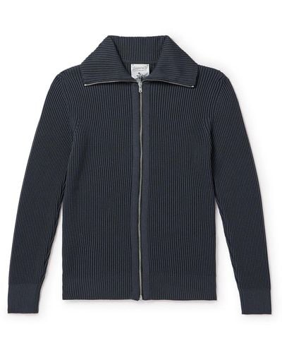 S.N.S. Herning Fender Ribbed Virgin Wool Cardigan - Blue