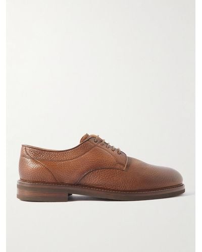Brunello Cucinelli Full-grain Leather Derby Shoes - Brown