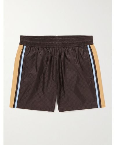 Gucci Straight-leg Mid-length Striped Logo-jacquard Swim Shorts - Black