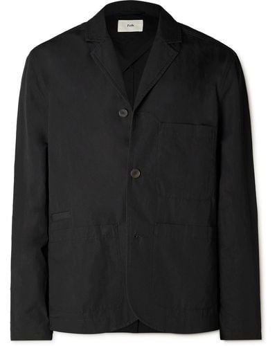 Folk Unstructured Garment-dyed Cotton Blazer - Black
