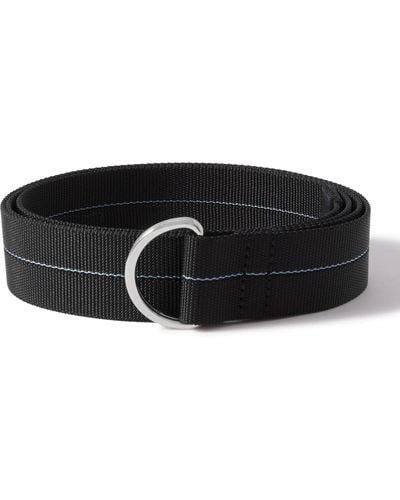 Neighborhood 3cm Logo-appliquéd Full-grain Leather-trimmed Embroidered Webbing Belt - Black