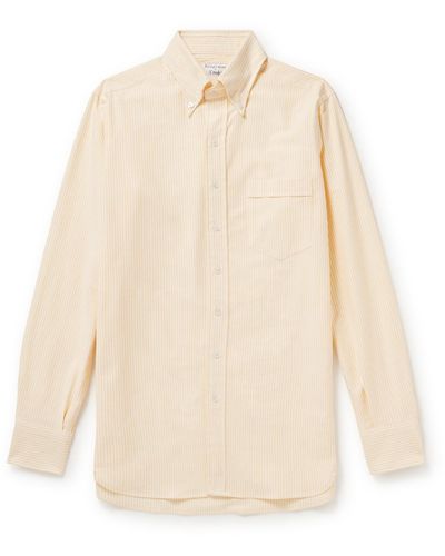 Kingsman Button-down Collar Striped Cotton Shirt - White