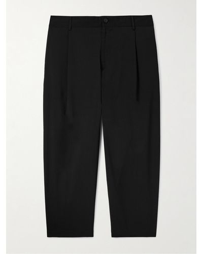 Maison Kitsuné Tapered Pleated Wool Trousers - Black