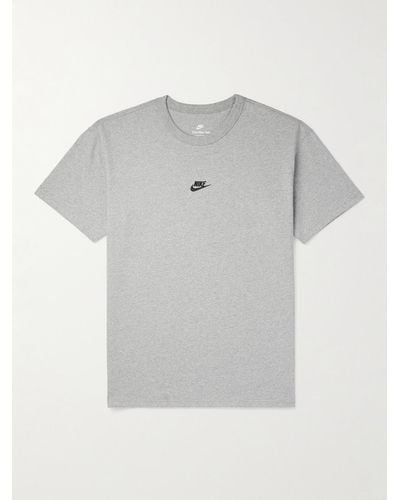 Nike Premium Essentials Logo-embroidered Cotton-jersey T-shirt - Grey