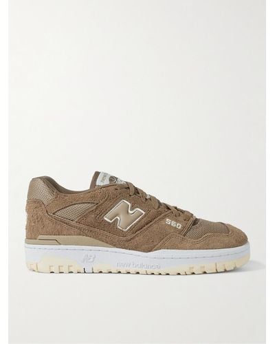New Balance 550 Leather-trimmed Suede And Mesh Trainers - Brown