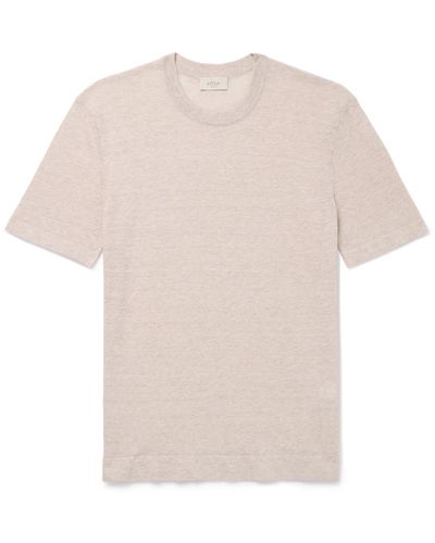Altea Linen And Cotton-blend Jersey T-shirt - White