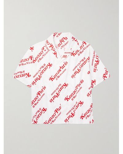 KENZO VERDY Hemd aus Baumwollpopeline mit Logoprint und Reverskragen - Pink